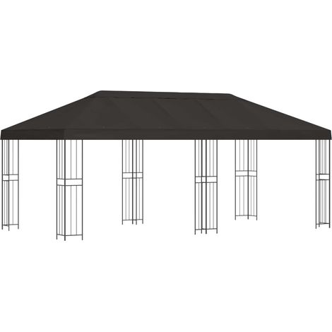 Pavillon mit Seitenwänden 6 x 3 m Anthrazit Polyester und Stahl vidaXL