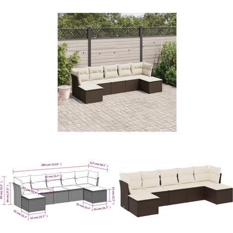 Salon de jardin avec coussins 7 pcs marron résine tressée - Salon De Jardin - Canapé Extérieur - Meuble De Jardin - Ensemble Salon De Jardin - Mobilier De Jardin - Home & Living