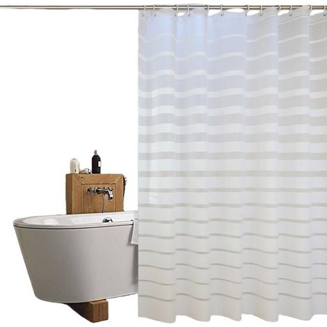 Rideau de salle de bain PEVA 200×180 cm – tissu imperméable – anti-humidité et anti-moisissure – installation facile avec crochets (1/5)