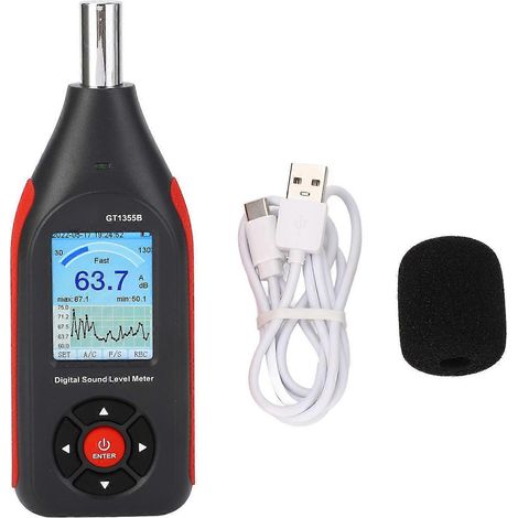 Sonomètre avec écran LCD, testeur de décibels numérique, détecteur de bruit portable avec mesure de sortie CC (1/4)