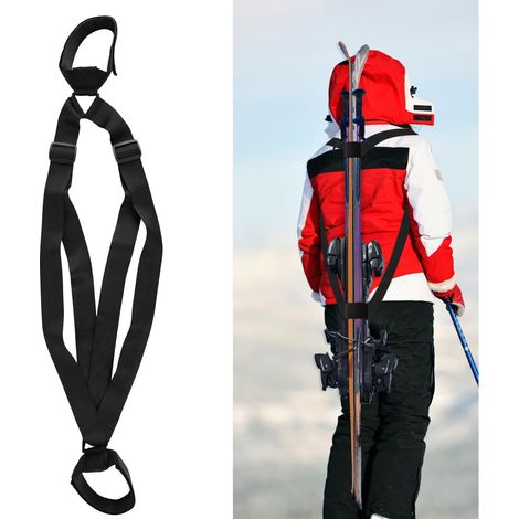 Sangle Ski, Sac à Dos de Ski avec Sangles Sangle de Ski et Porte Bâtons Sac à Dos Porte Skis Sangle d'Épaule de Ski pour Planches de Ski Bâtons Accessoires de Sports d'hiver (1/5)