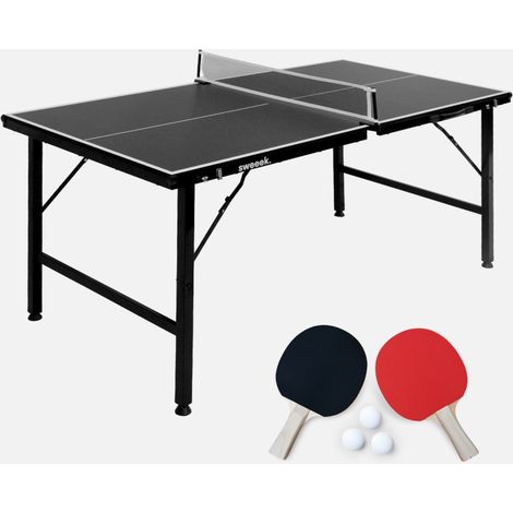 Mini mesa de ping pong interior plegable con 2 raquetas y 3 pelotas, 150cm