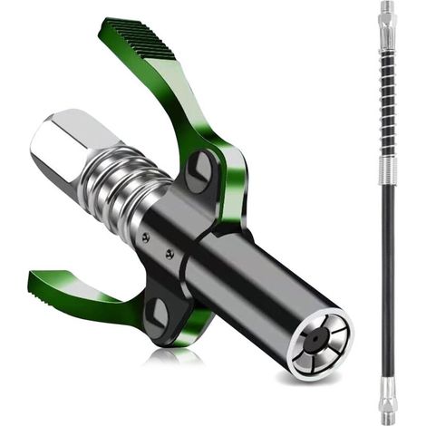 Fettpumpe, Doppelgriff-G-Kupplungs-Fettpistolenanschluss mit 30 cm Schlauch, arretierbare Fettpistole für alle Arten von Fettkompressoren
