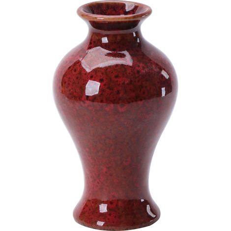 Jarrón de cerámica para una sola flor – hecho a mano en China, esmaltado en rojo, amarillo, azul y verde – 10,5 cm × 6 cm / 125 g – Elegante para la decoración del hogar o la oficina, o como regalo. (1/5)