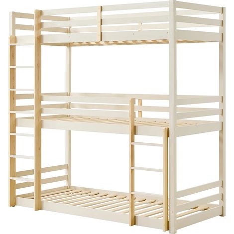 Lits superposés triple - 3 x 90 x 200 cm - Pin – Beige et naturel - VAGAR