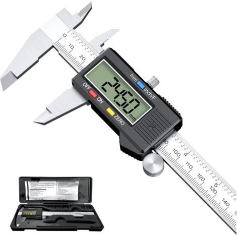 Pied a Coulisse, Pied à Coulisse Digital 150mm Acier Inoxydable Grand Écran LCD Précision Réglable 0.01mm, mm/inch conversion, Résiste aux Eclaboussures, Mesure de l'industrie domestique