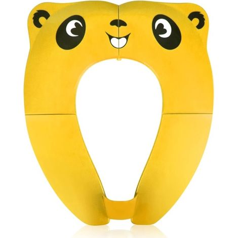 Réducteur de toilettes de voyage pour tout-petits - siège de toilette imprimé - housse de siège de toilette - siège d'apprentissage antidérapant - matériau ABS - motif panda jaune - 36 x 29 x 2,5 cm j (1/5)