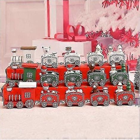 Petit train de Noël en bois pour décorer la table de Noël. Décoration de Noël. (1/4)