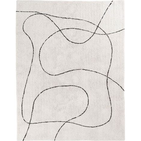 Tapis 160x230 cm forme organique en coton blanc et noir (1/3)