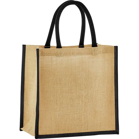 Sac cabas Westford Mill Mini en jute amidonnée 6L, taille unique, couleur Natura naturel/noir
