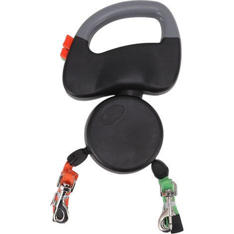 Laisse double rétractable de 3 mètres pour animaux de compagnie, enrouleur automatique, accessoire de laisse de marche pour chiens, noir (1/5)