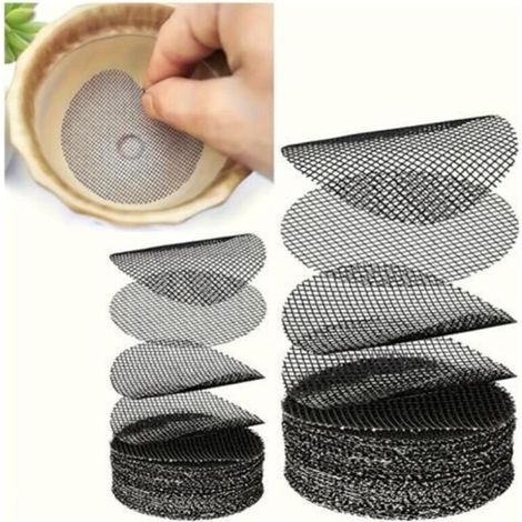 100 Pcs Bonsai Drainage Grids, Round Pot Mats, Plastic Flower Pot Grids - fy