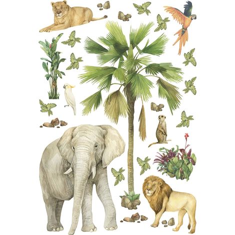 sticker mural animaux de la jungle vert - Sanders & Sanders (1/2)