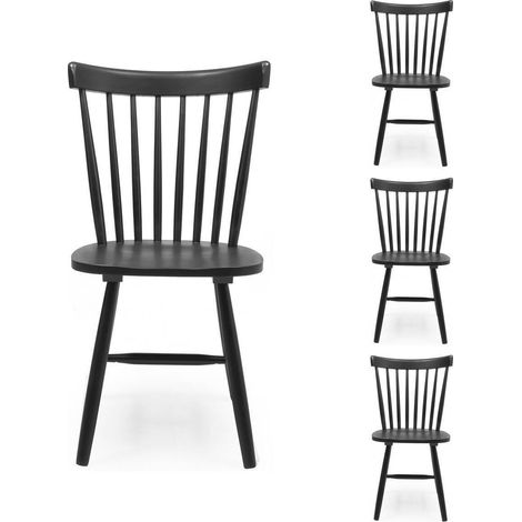 Pack de 4 sillas de comedor o cocina de inspiración colonial VICKY color blanco, negro o madera natural NEGRO (1/5)