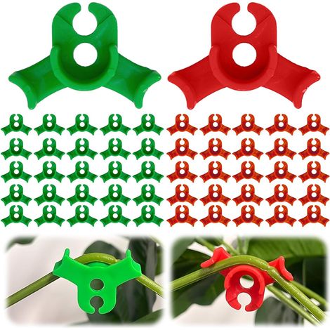 Packung mit 50 Pflanzenbiegeclips im 90-Grad-Winkel zum Biegen von Pflanzenstämmen und Ändern der Wachstumsrichtung (rot + grün) (1/5)
