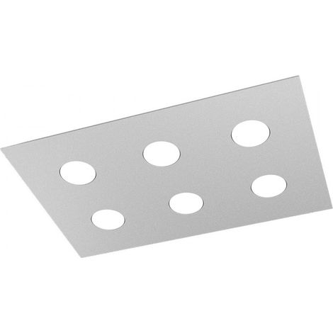 Plafonnier Rectangulaire Toplight Area 6 Lumières Avec Culot Gx53, Structure Grise, Design Moderne 60X40X3Cm