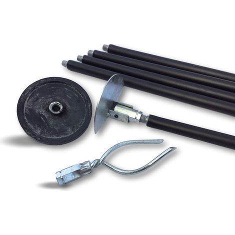 Kibros – Déboucheur de canalisation 6,60 m – Kit de 5 cannes polypropylène Ø 45 à 100 mm – Piston ventouse Ø 95 mm – Racloir demi-lune Ø 100 mm