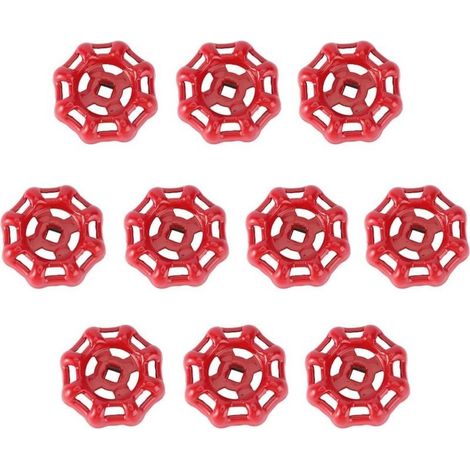 Vanne Volant Fer Vanne à Bille Vanne D'arrêt Robinet Tuyau D'eau Partie Supérieure Poignée 6x6mm (Rouge)-10PCS (1/5)