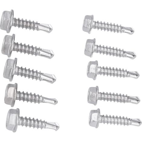 Vis à métaux autoforeuses inox 401, lot de 100 pièces, dimensions 4,2x19mm et 4,8x19mm, tête hexagonale, visserie à tarauder pour fixation rapide (1/5)