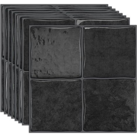 Set mit 10 3D-Fliesenaufklebern – 15,25 x 15,25 cm – Selbstklebende Fliesen – Wandfliesen (1/5)