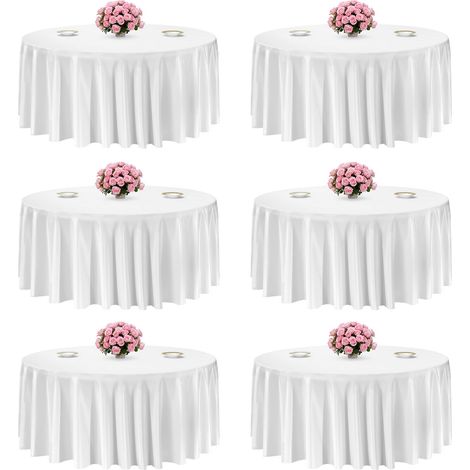 Nappe Ronde Blanche, 3352 mm, Couverture de Table en Polyester, Lot de 6, résistante aux Taches et aux Plis, Lavable en Machine, pour Salle à Manger, Mariage, fête, Banquet, événement Officiel (1/5)