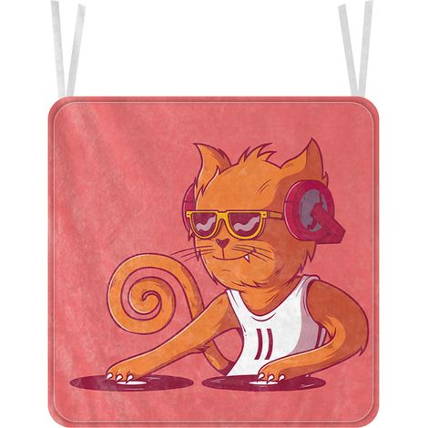 Coussin de chaise en flanelle à motif chat mignon, confortable et doux, pour la maison, le restaurant ou la voiture, 35 x 35 cm / 13,8 x 13,8 pouces (1/5)