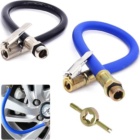 2 x Tyre Inflator Hose Adapter for Tyre Inflator Replacement Air Hose Adapter for Motorcycle Bike Car Tyre Inflator on Truck (36.5 cm) (1/5)