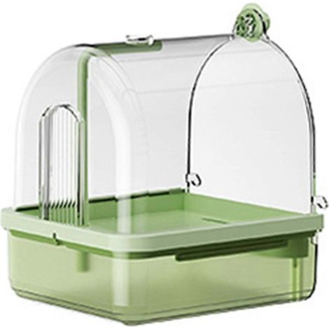 Bain d'oiseaux optimisé avec suspension transparente et circulation d'eau automatique pour le nettoyage des oiseaux et un design peu encombrant (1/5)