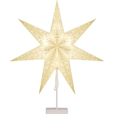 CASARIA® LED Star Lamp with Stand, Christmas, Advent, Winter, Wireless Paper Star Light, 60 cm Battery Warm White, Foldable, Fairy Lights Modell 1 (de) (1/8)