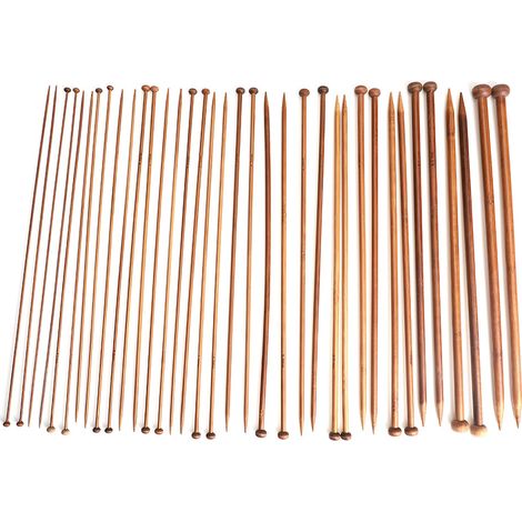 36 Pièces 18 Tailles Aiguilles à Crochet et Tricot en Bambou Carbonisé, Extrémité Simple (1/5)
