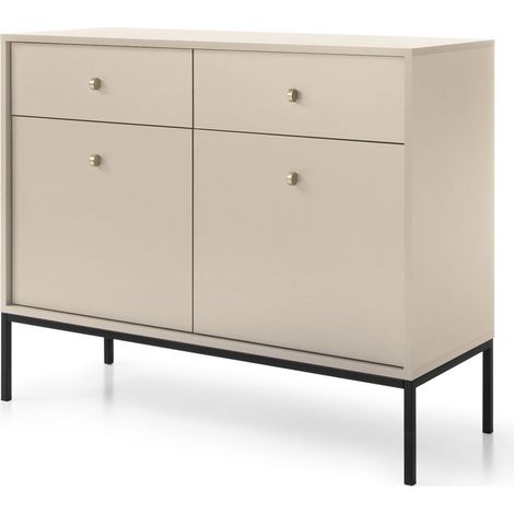 Cassettiera, beige sabbia, 103,5 x 83 x 39 cm, gambe nere (1/5)