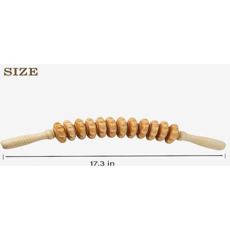 Irovami Marteau de massage à rouleau en bois – 12 roues, acupression, détente musculaire, bois de lotus – Idéal pour visage, pieds, corps (1/4)