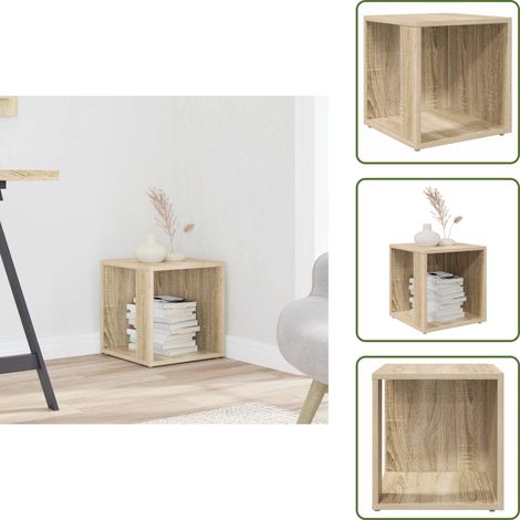 The Living Store Table d'appoint Chêne sonoma 33x33x34,5 cm Aggloméré - Table Basse - Table D'appoint - Meubles De Salon - Mobilier Rustique - Étagère Murale (1/5)
