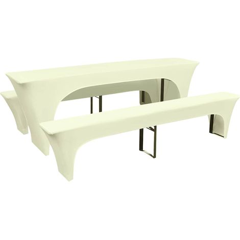 Housse pour table de pique-nique/bancs 3 pièces Crème