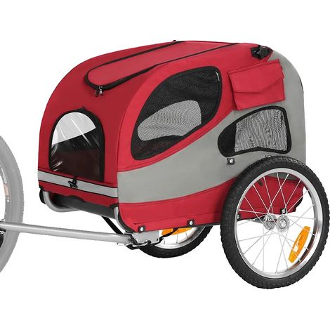 Remolque para bicicleta con forma de animal, ventanas de malla, cinturón de seguridad, rojo. (1/2)