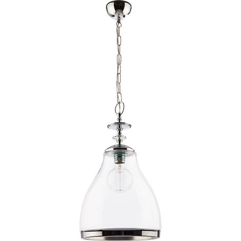 Lampada sospesa industriale cromata vetro E27 ISLA Jupiter