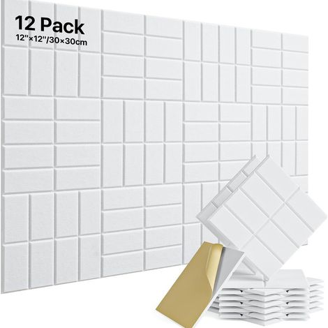 Lot de 12 panneaux insonorisants autocollants, 30 x 30 cm, panneaux muraux insonorisants en polyester haute densité, isolation thermique et ignifuge (1/5)