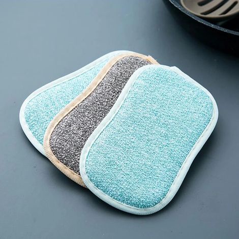Chiffon de nettoyage de cuisine Fibre de bambou Lingettes antibactériennes double face Torchons Éponges à récurer Outils de cuisine