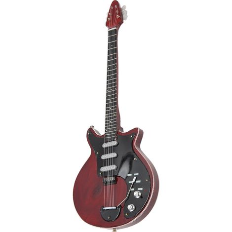 Réplique miniature de guitare électrique brun rougeâtre avec support et étui, modèle d'instrument de musique décoratif de 25 cm (10 pouces). (1/5)