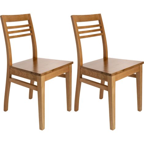 Lot de 2 chaises en hêtre chêne clair assise bois - AGATHE