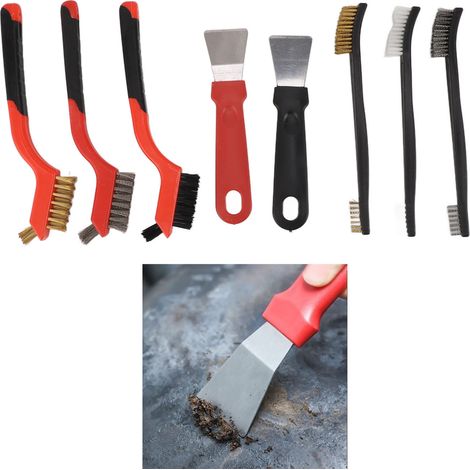 Juego de limpieza para hornos – 8 piezas: cepillo de alambre, cepillo de nailon + raspador (1/5)