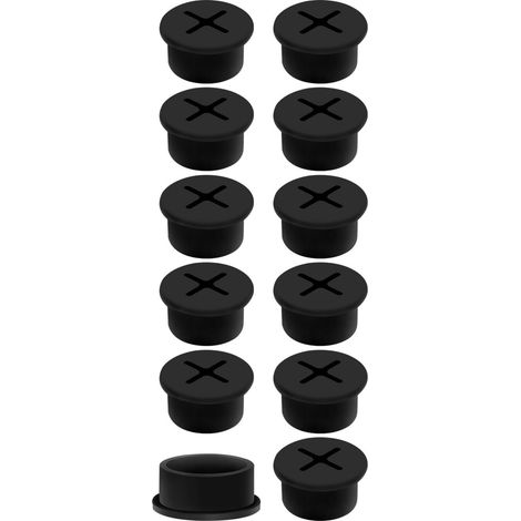 Grommet Câble - Silicone Souple - Pour Trou Percé Bureau Table Réunion - Diamètre Intérieur 25 mm - Noir - 12 Pièces (1/5)