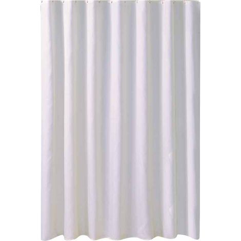 Rideau de douche blanc, imperméable, en tissu antibactérien, lavable en machine, avec plusieurs crochets, décoration de salle de bain, 240 x 200 cm (1/5)