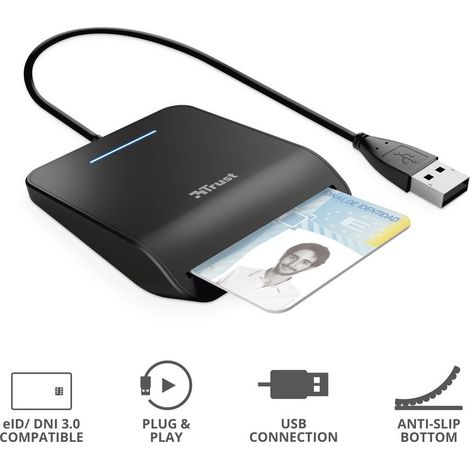 Lecteur de cartes à puce USB 2.0 – Interface CardBus – Compact et léger 46g – Pour lecture de cartes à puce intérieures – Trust (1/5)