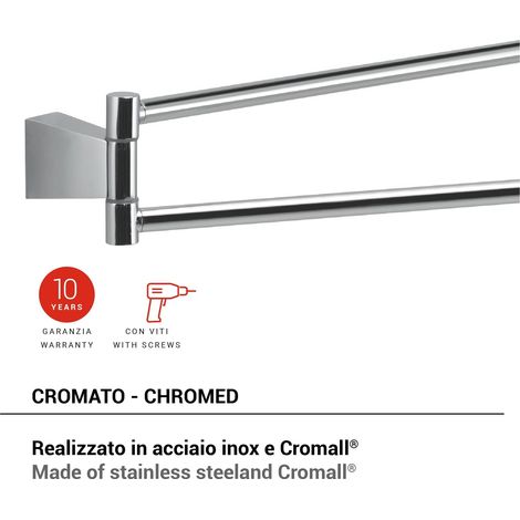 GEDY TN231300000 TONALE Toallero Doble Cromo - ref: TN231300100