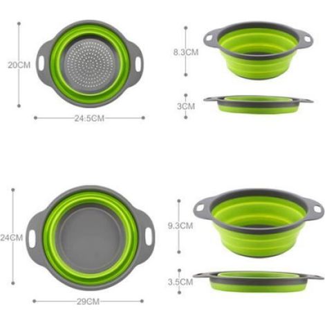 Passoire Pliable - - Corbeille à Fruits Rétractable - Grande Taille - Vert - PP + Caoutchouc (1/4)
