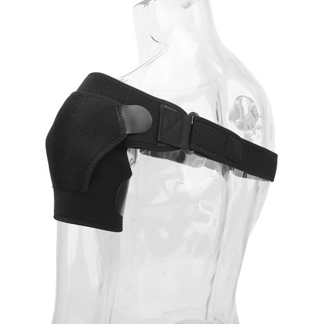 Verstellbare schwarze Schulterbandage zur Linderung von Schmerzen im Akromioklavikulargelenk, Kompressions- und Stützmanschette. (1/4)