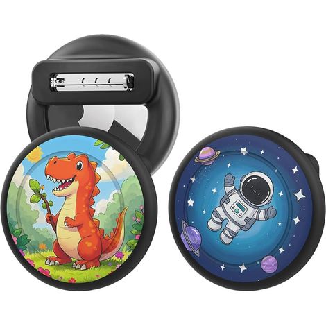 Lot de 2 Support Compatibles avec AirTag 1/2 et Moto Tag 2 avec Code Épingle, Étui de Protection en Silicone Traceur GPS Enfant pour Personne âgée Animal Vêtements Sac à Dos (Dinosaure + Astronaute) (1/5)