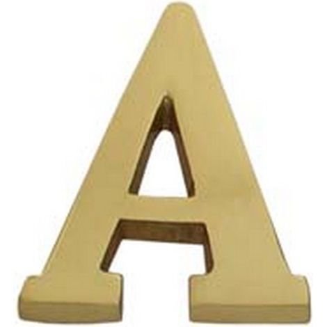 5PZ LETTERA ALFABETO "A" IN OTTONE LUCIDO