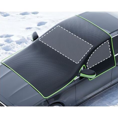Voiture en Tissu Oxford, Protection Anti-Neige Anti-Givre Anti-Frost Hivernale, Semi-Housse Automobile Universelle Bordure Verte, Noir, Saisons contre Pluie, Soleil, Poussière, Emballage en Sable Mat (1/3)